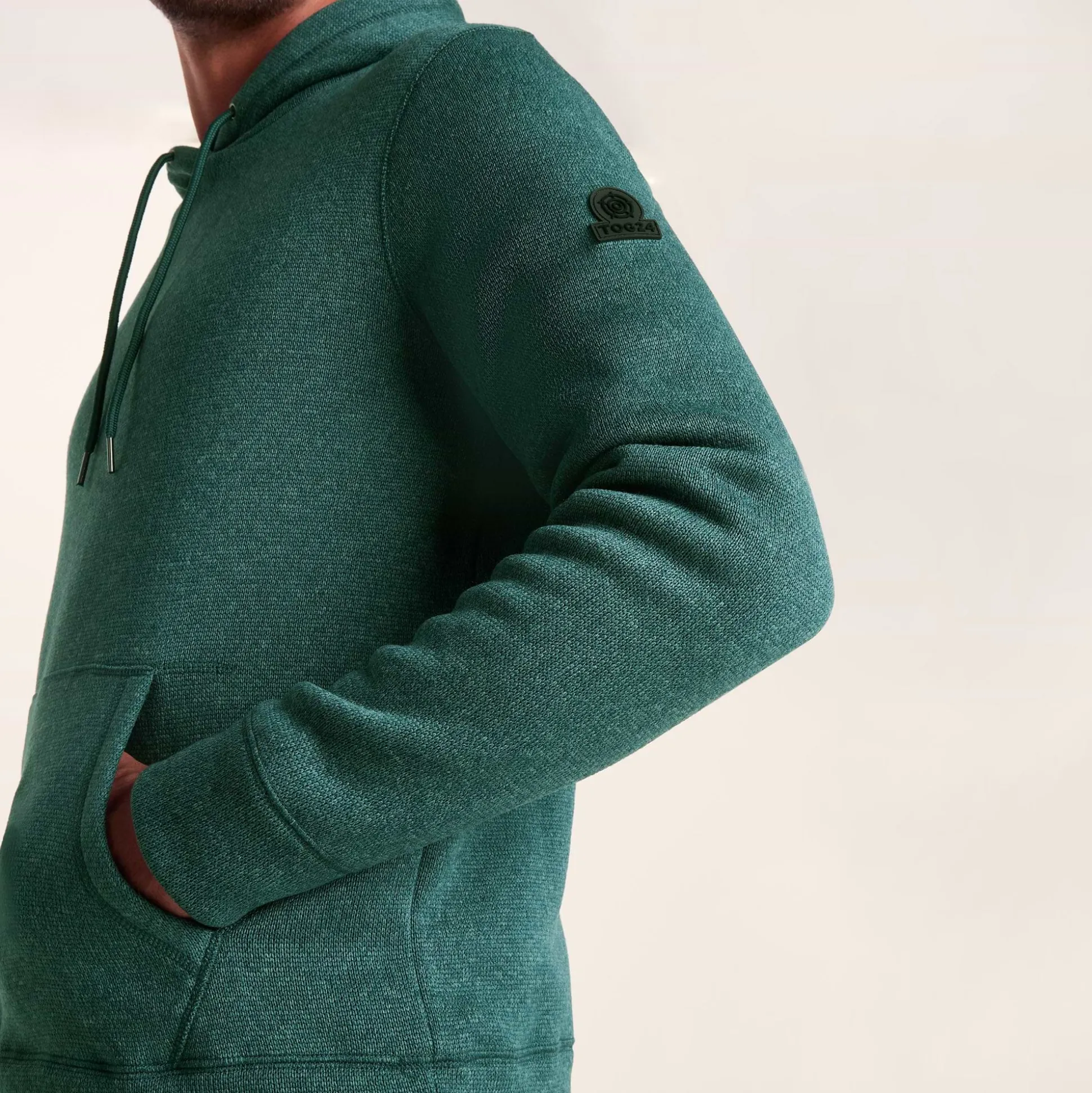 Mosby Mens Supersoft Knitlook Fleece Hoody - Dark Turquoise Marl
