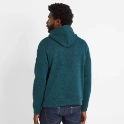Mosby Mens Supersoft Knitlook Fleece Hoody - Petrol Green Marl