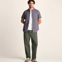 Nelson Mens Relaxed Fit 100% Cotton Heavyweight Straight Leg Trousers - Faded Khaki