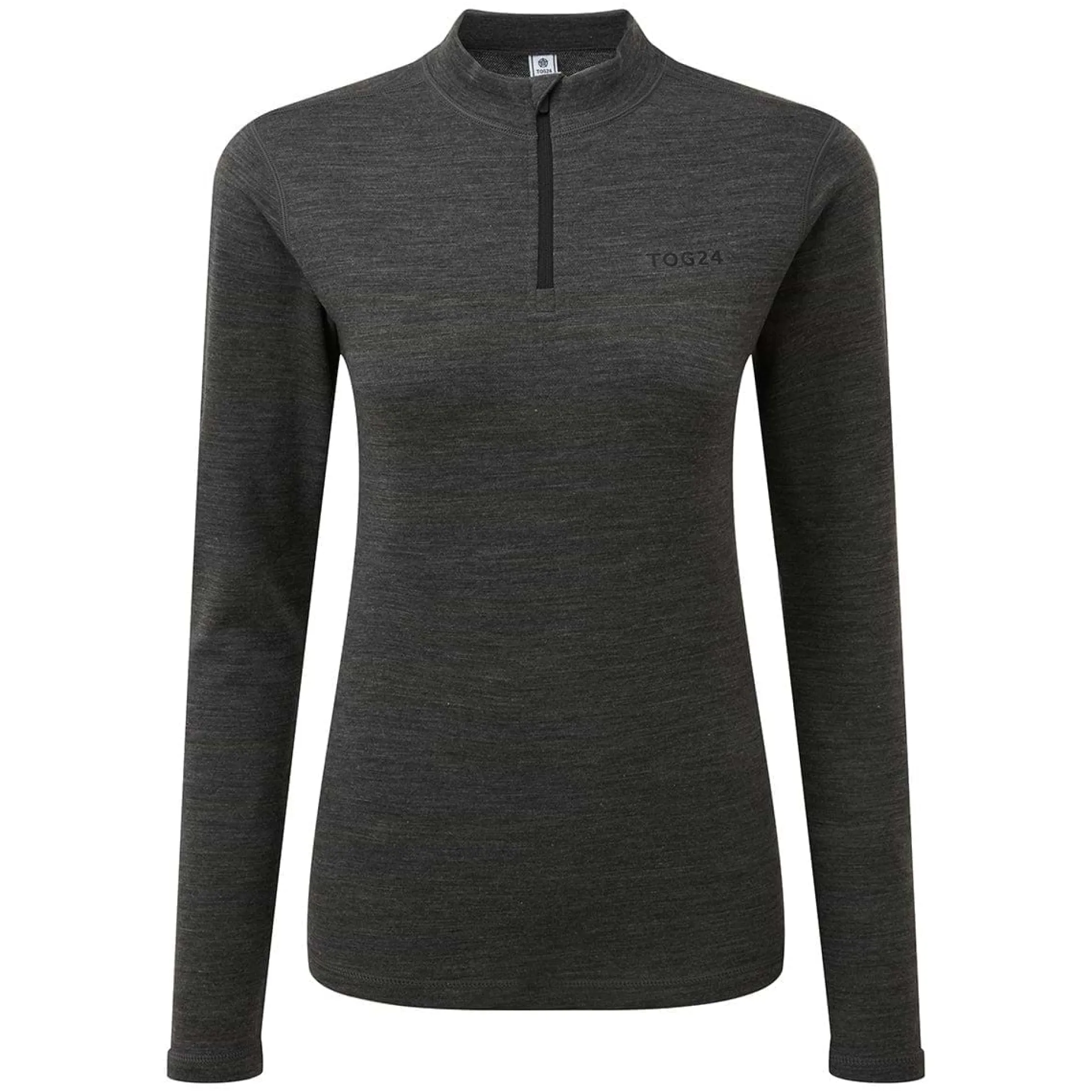 Nevis Womens Merino Base Layer Zip Neck - Grey Marl