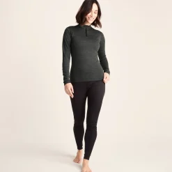 Nevis Womens Merino Base Layer Zip Neck - Grey Marl