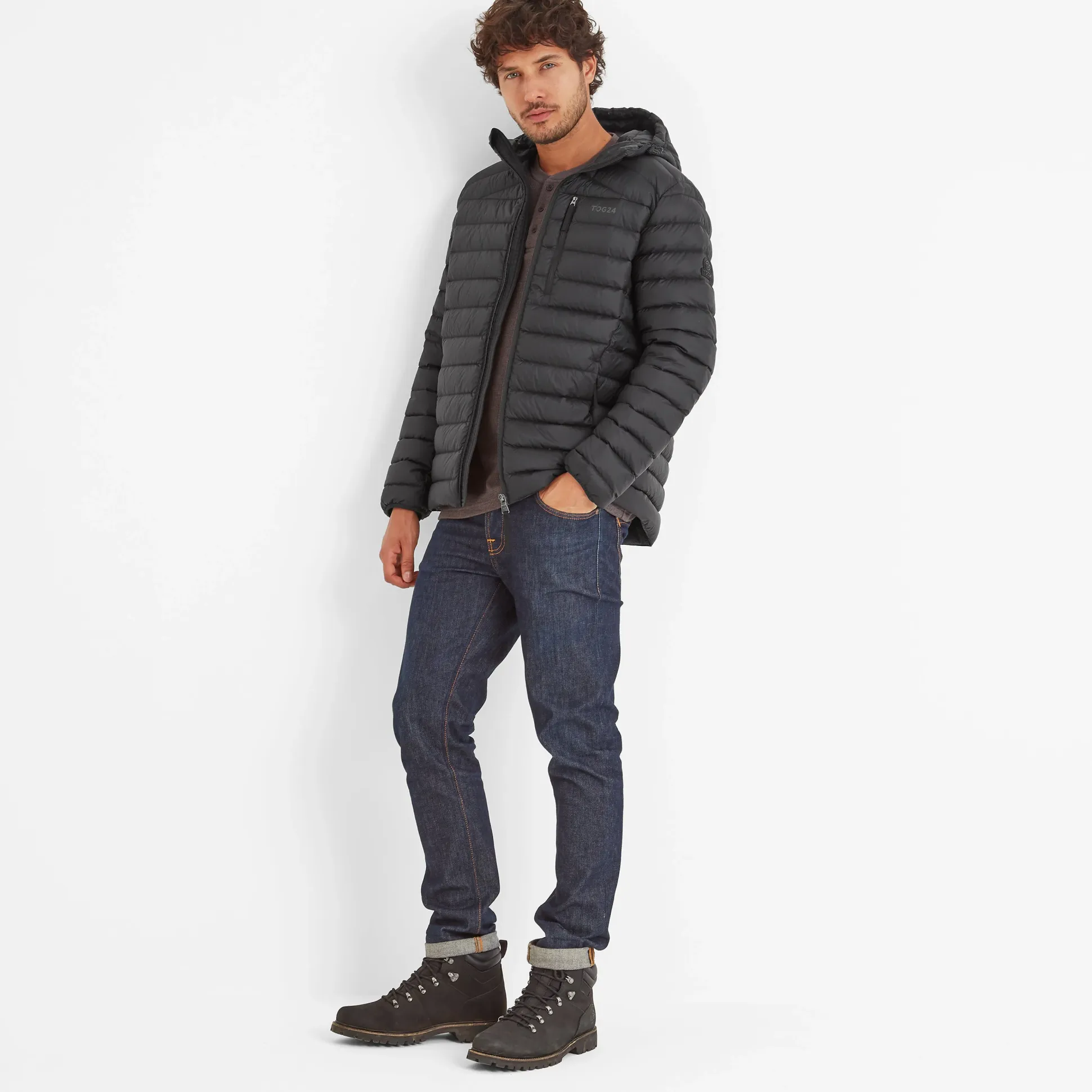 North Mens RDS Certified Down Hooded Jacket - Black