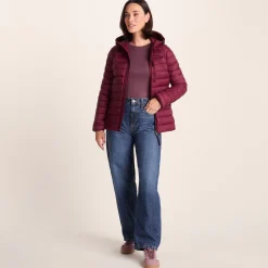 North Womens RDS Certified Down Hooded Jacket - Burgundy