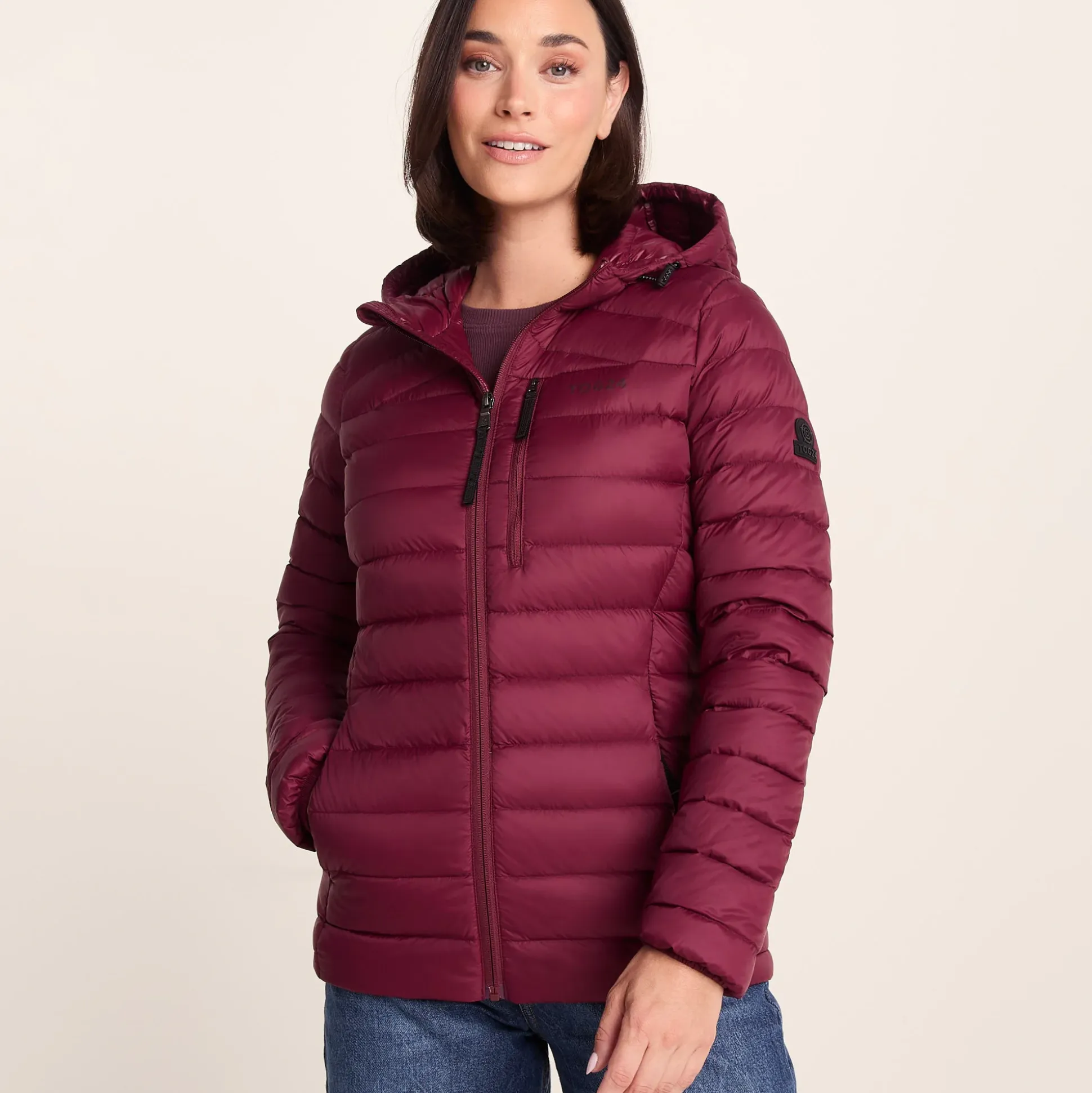 North Womens RDS Certified Down Hooded Jacket - Burgundy