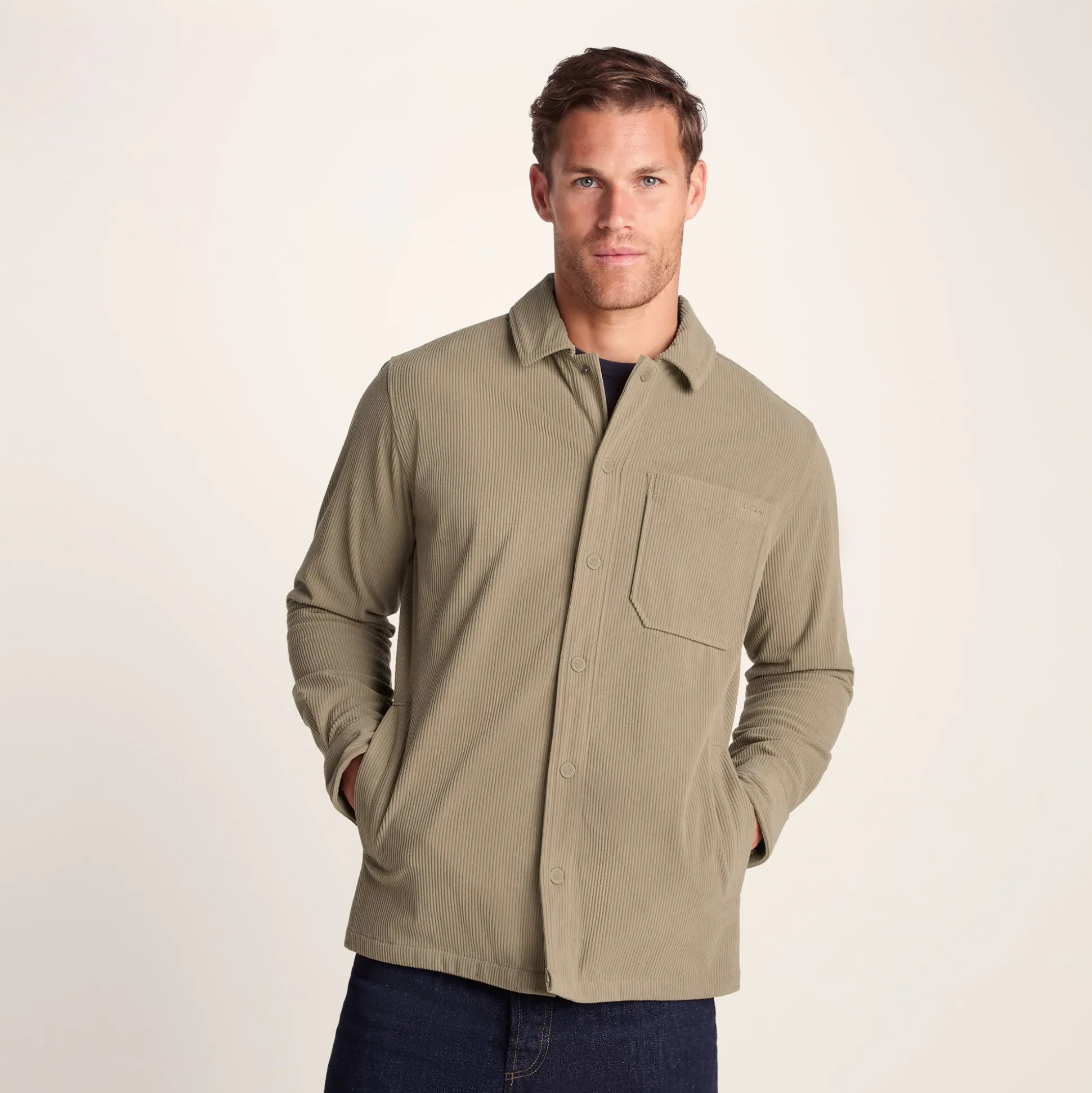Olson Mens Chunky Corduroy Shacket - Walnut