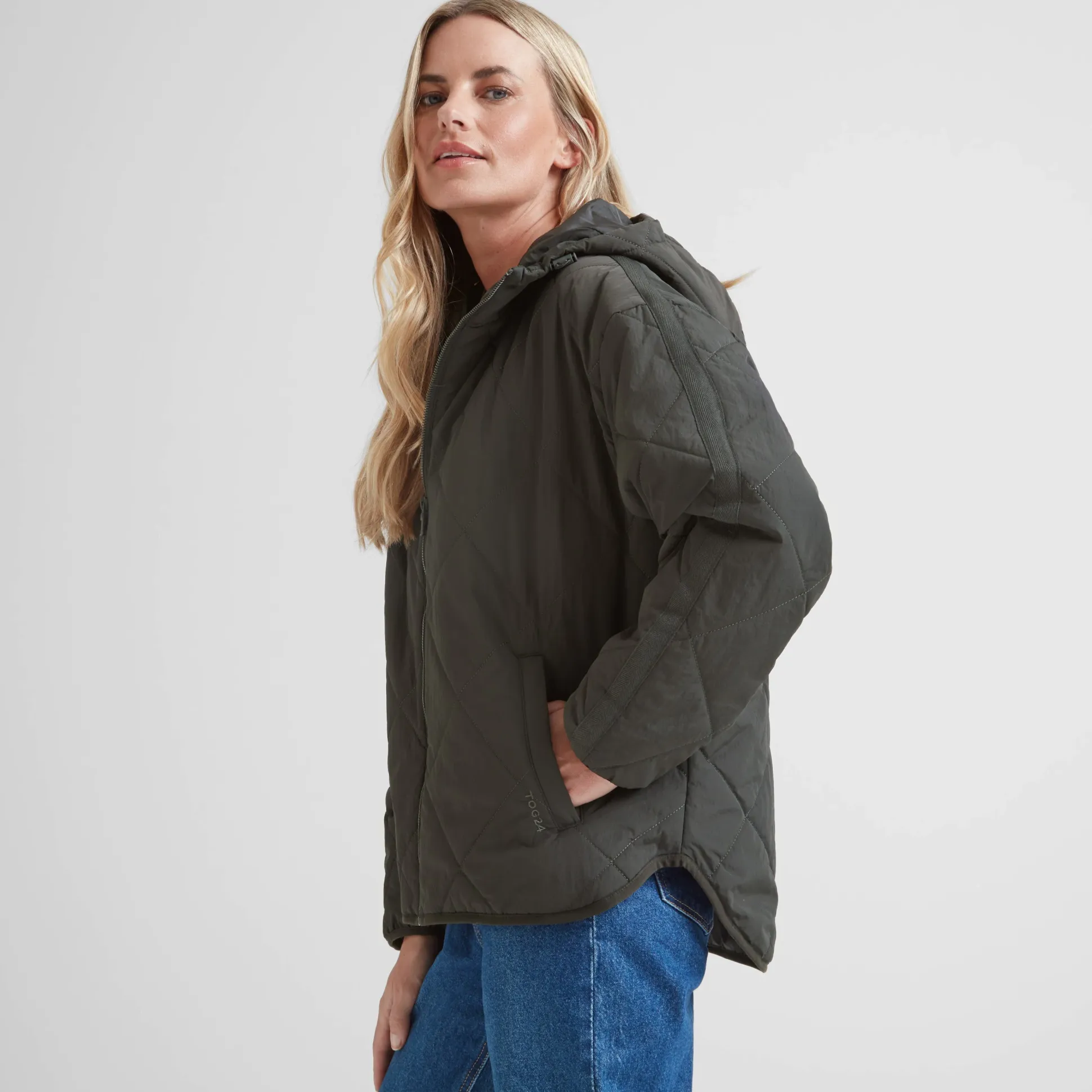 Orford Womens Hooded Packaway Padded Jacket - Washed Black