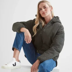 Orford Womens Hooded Packaway Padded Jacket - Washed Black