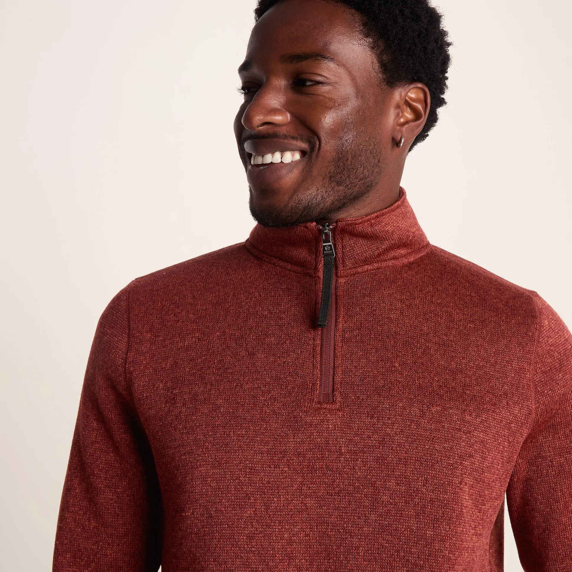 Pearson Mens Knitlook Quarter Zip Fleece - Clay Marl