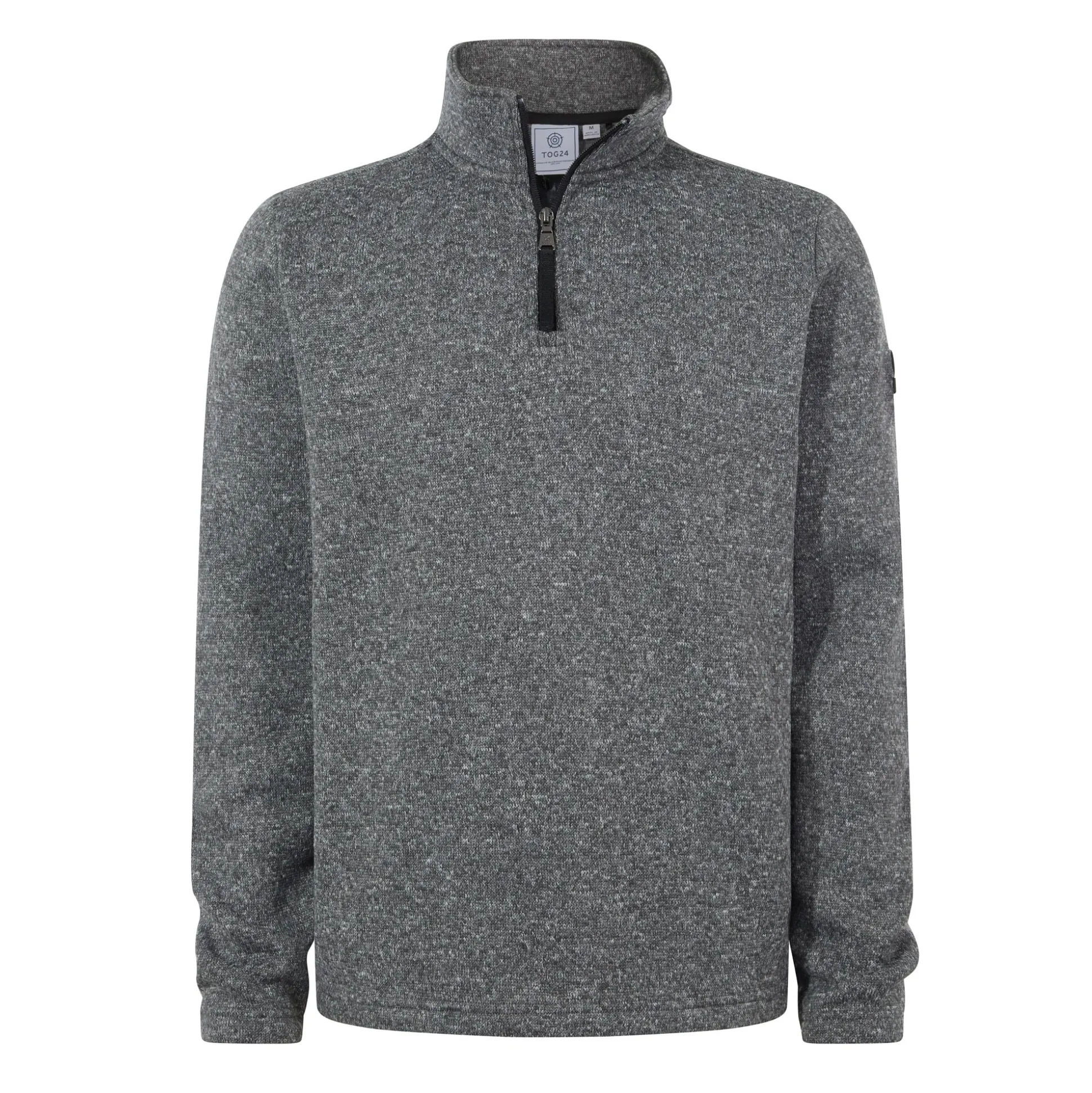 Pearson Mens Knitlook Quarter Zip Fleece - Dark Grey Marl
