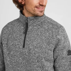 Pearson Mens Knitlook Quarter Zip Fleece - Dark Grey Marl
