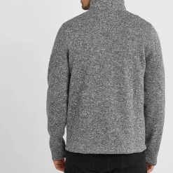 Pearson Mens Knitlook Quarter Zip Fleece - Dark Grey Marl
