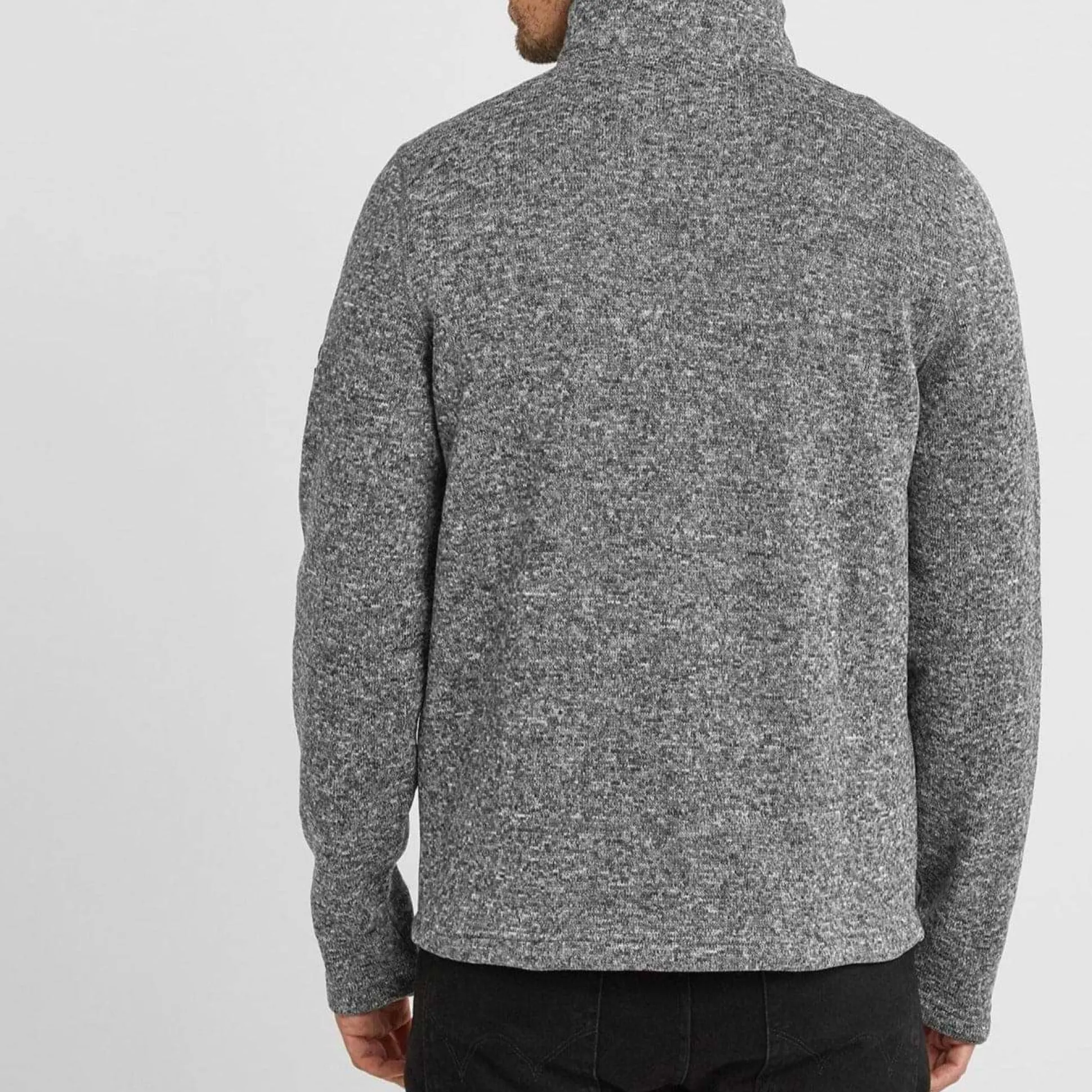 Pearson Mens Knitlook Quarter Zip Fleece - Dark Grey Marl