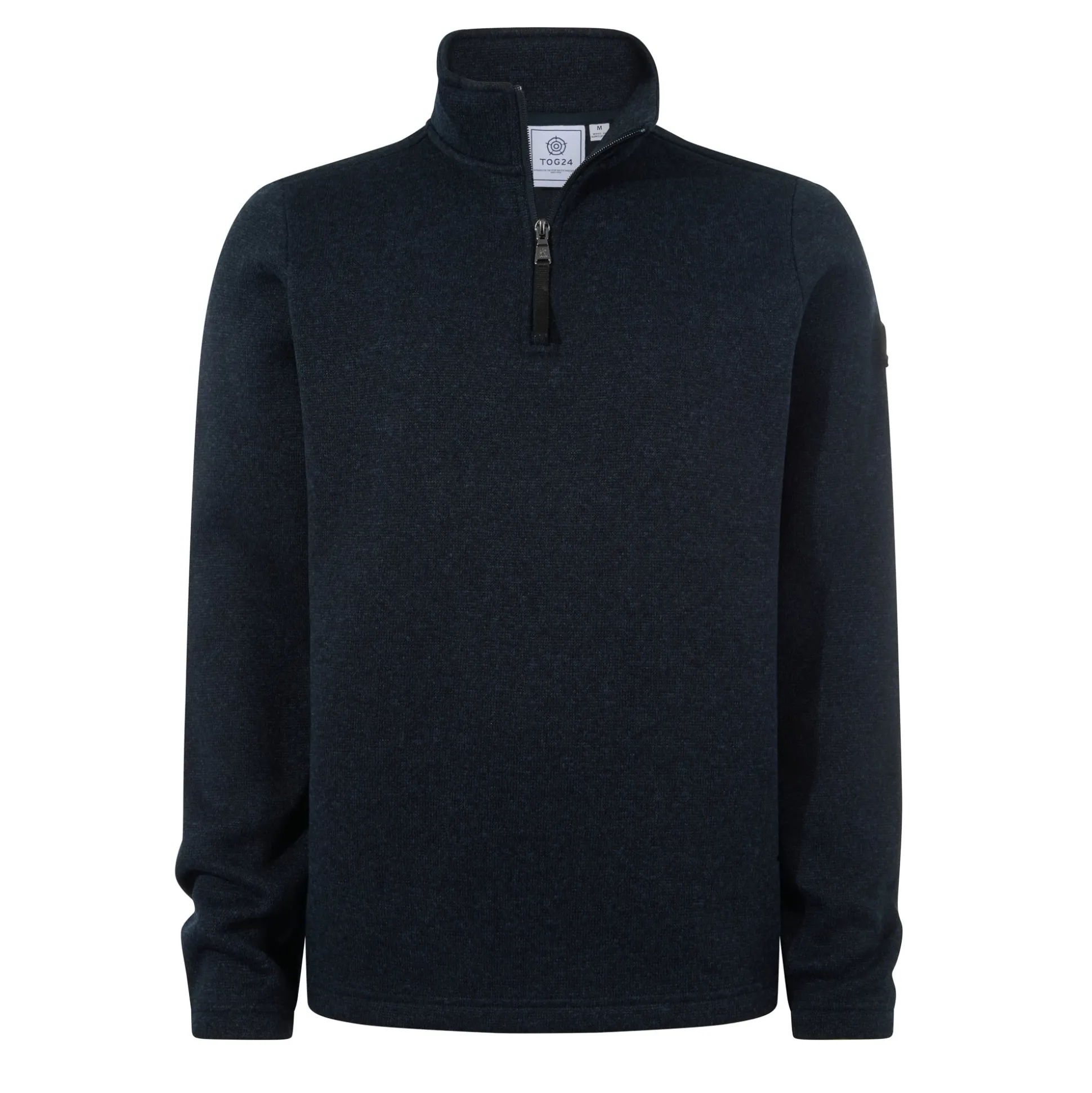 Pearson Mens Knitlook Quarter Zip Fleece - Dark Indigo Marl