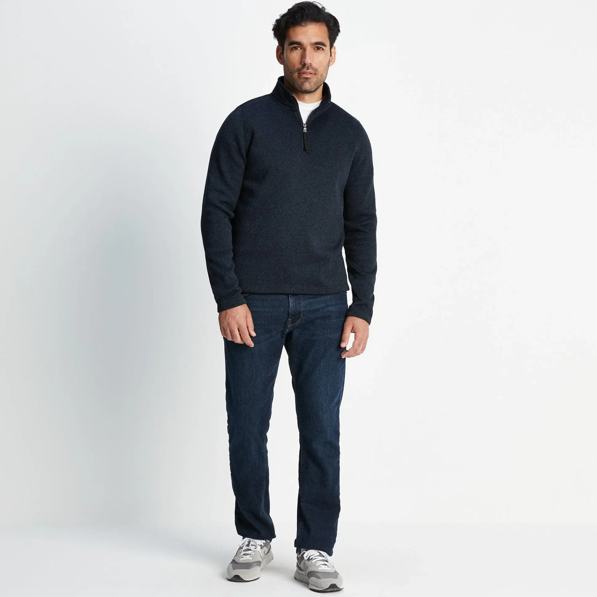 Pearson Mens Knitlook Quarter Zip Fleece - Dark Indigo Marl