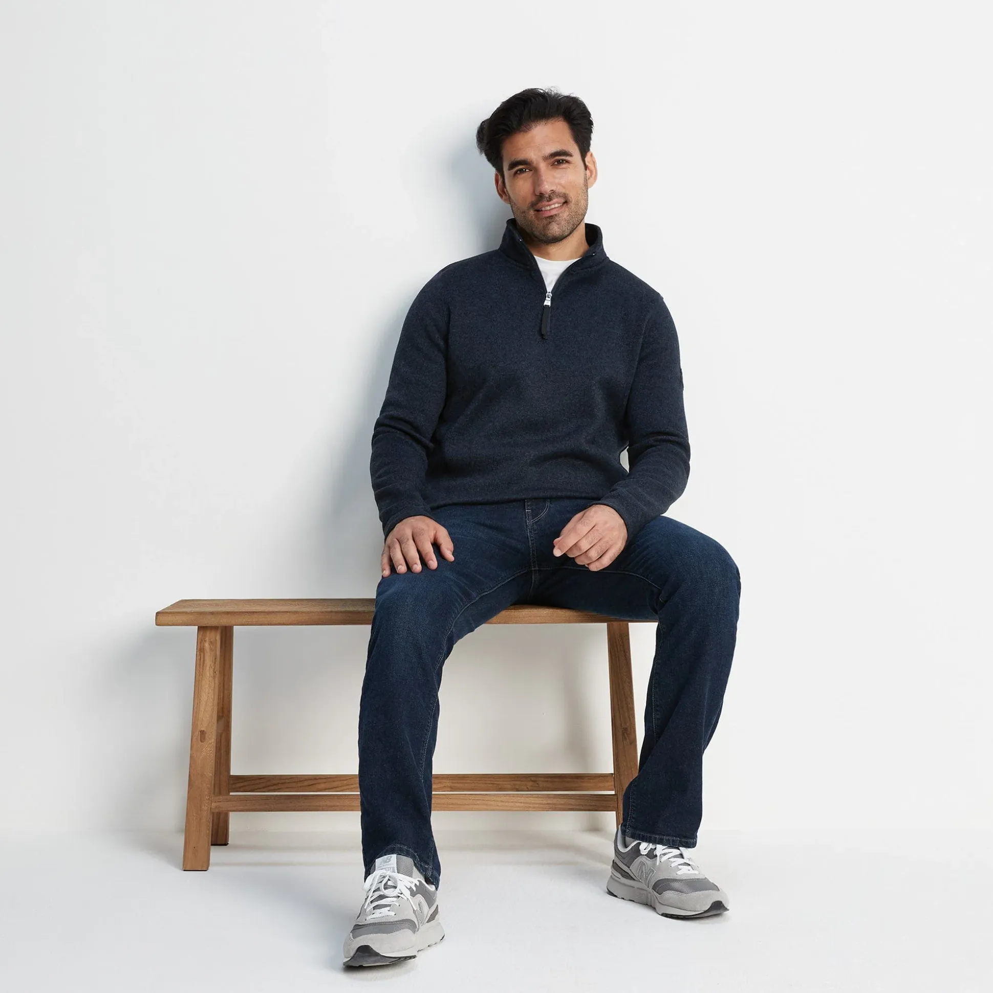 Pearson Mens Knitlook Quarter Zip Fleece - Dark Indigo Marl