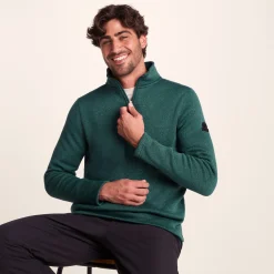 Pearson Mens Knitlook Quarter Zip Fleece - Dark Turquoise Marl