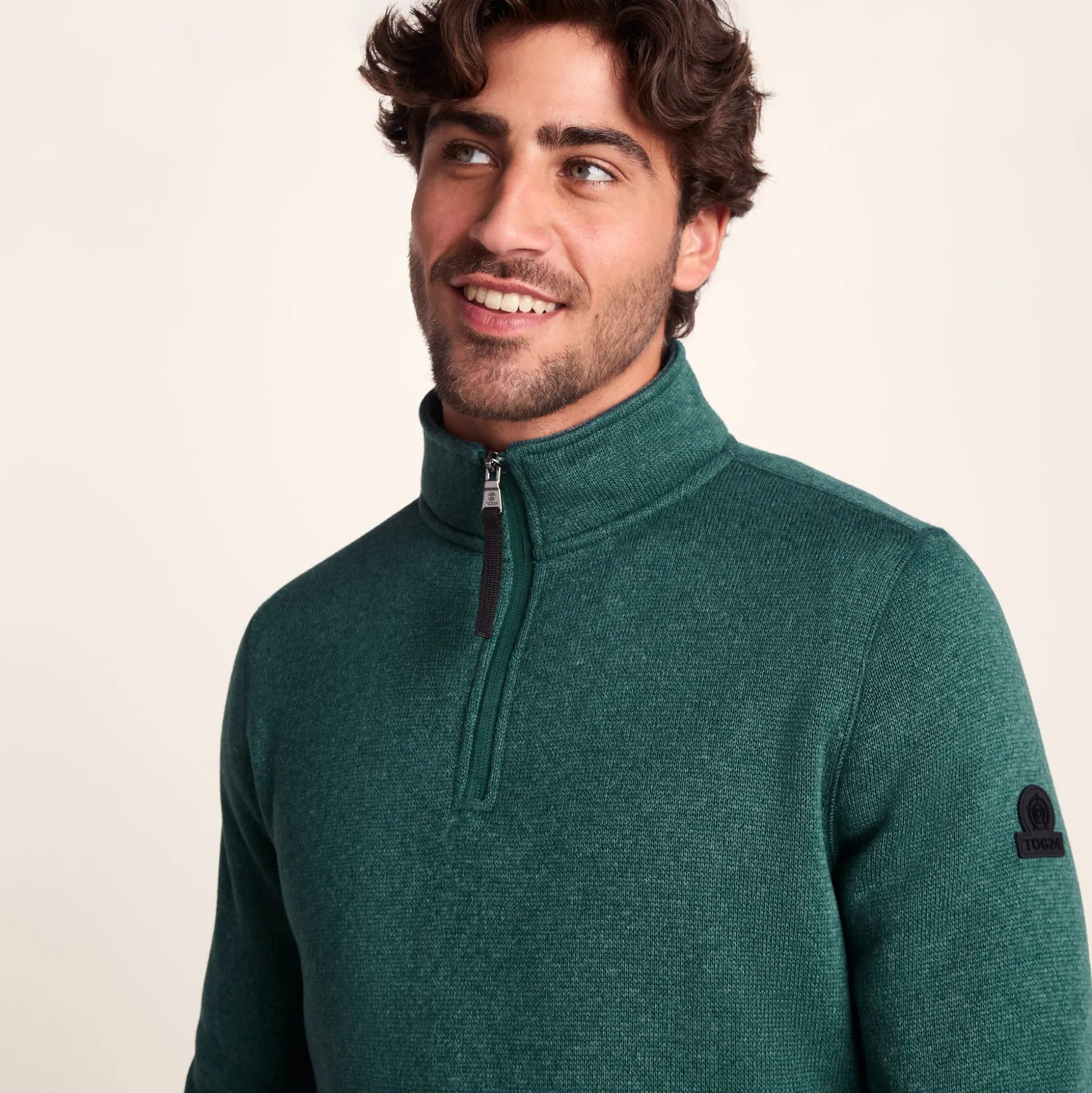 Pearson Mens Knitlook Quarter Zip Fleece - Dark Turquoise Marl
