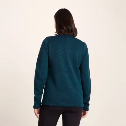 Pearson Womens Knitlook Quarter Zip Fleece - Deep Teal Marl