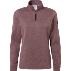 Pearson Womens Knitlook Quarter Zip Fleece - Mauve Marl