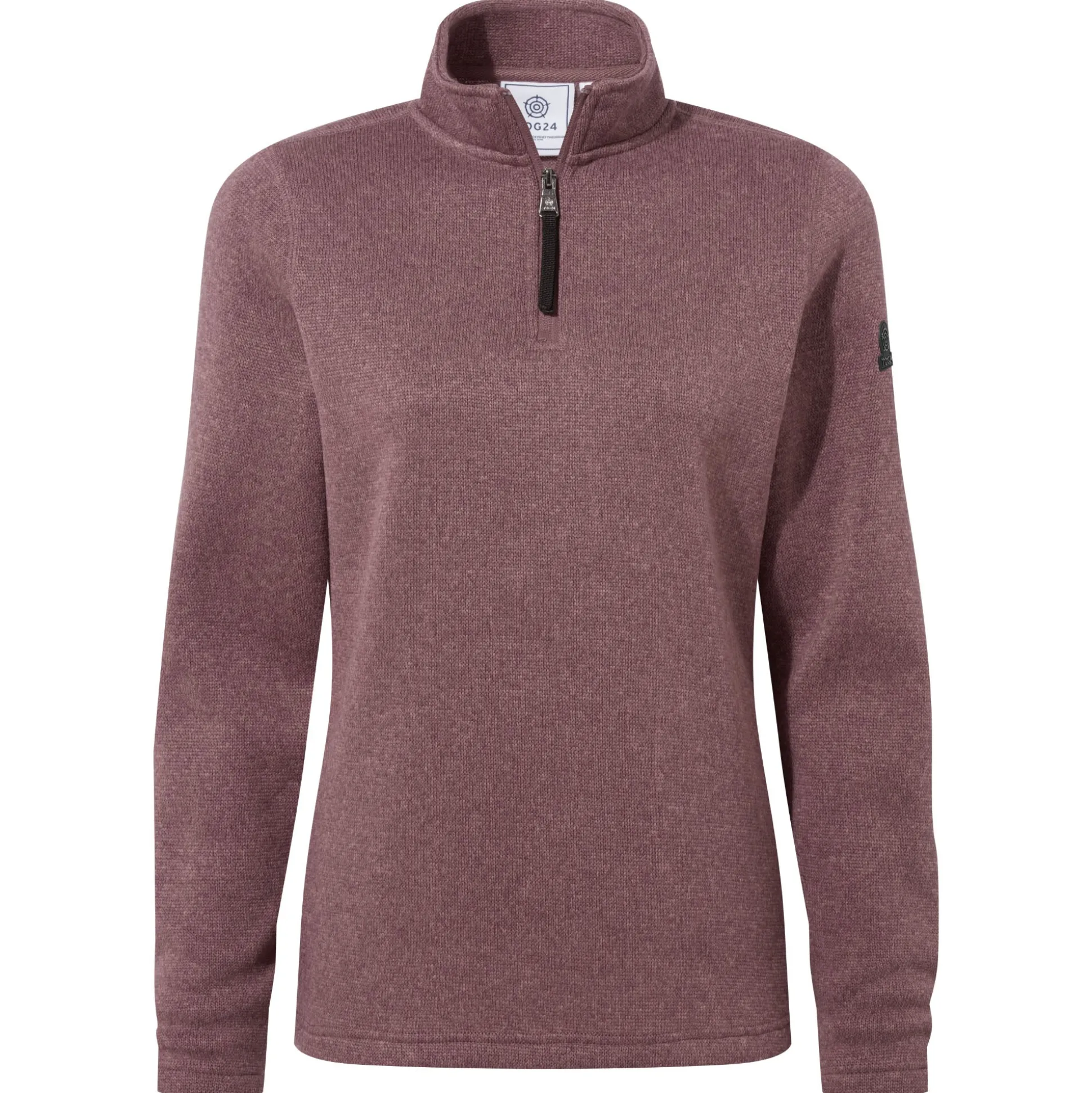 Pearson Womens Knitlook Quarter Zip Fleece - Mauve Marl