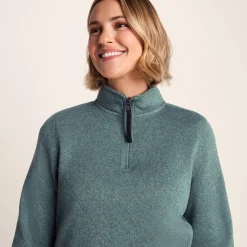 Pearson Womens Knitlook Quarter Zip Fleece - Mist Grey Marl