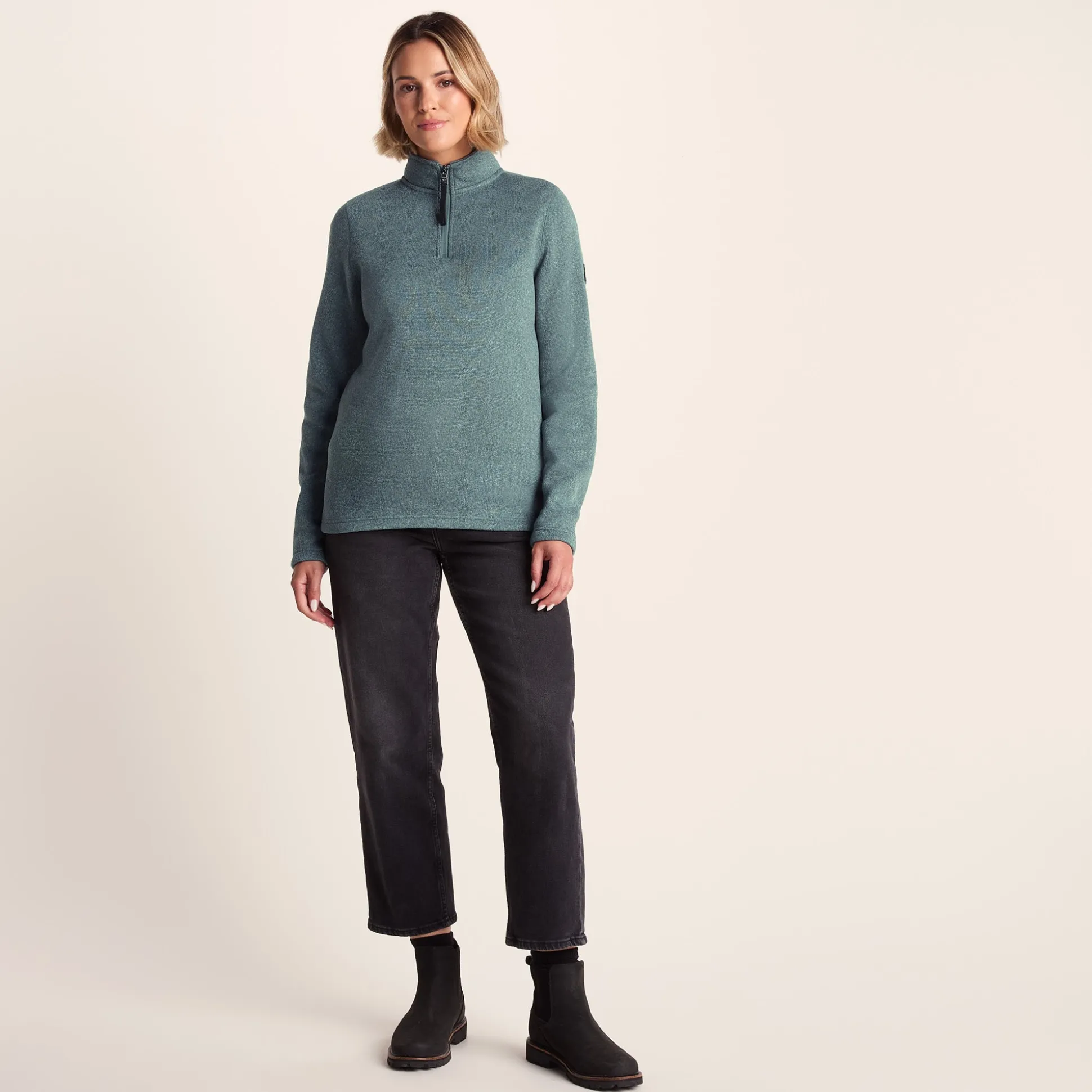 Pearson Womens Knitlook Quarter Zip Fleece - Mist Grey Marl
