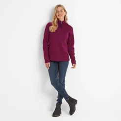 Pearson Womens Knitlook Quarter Zip Fleece - Purple Berry Marl