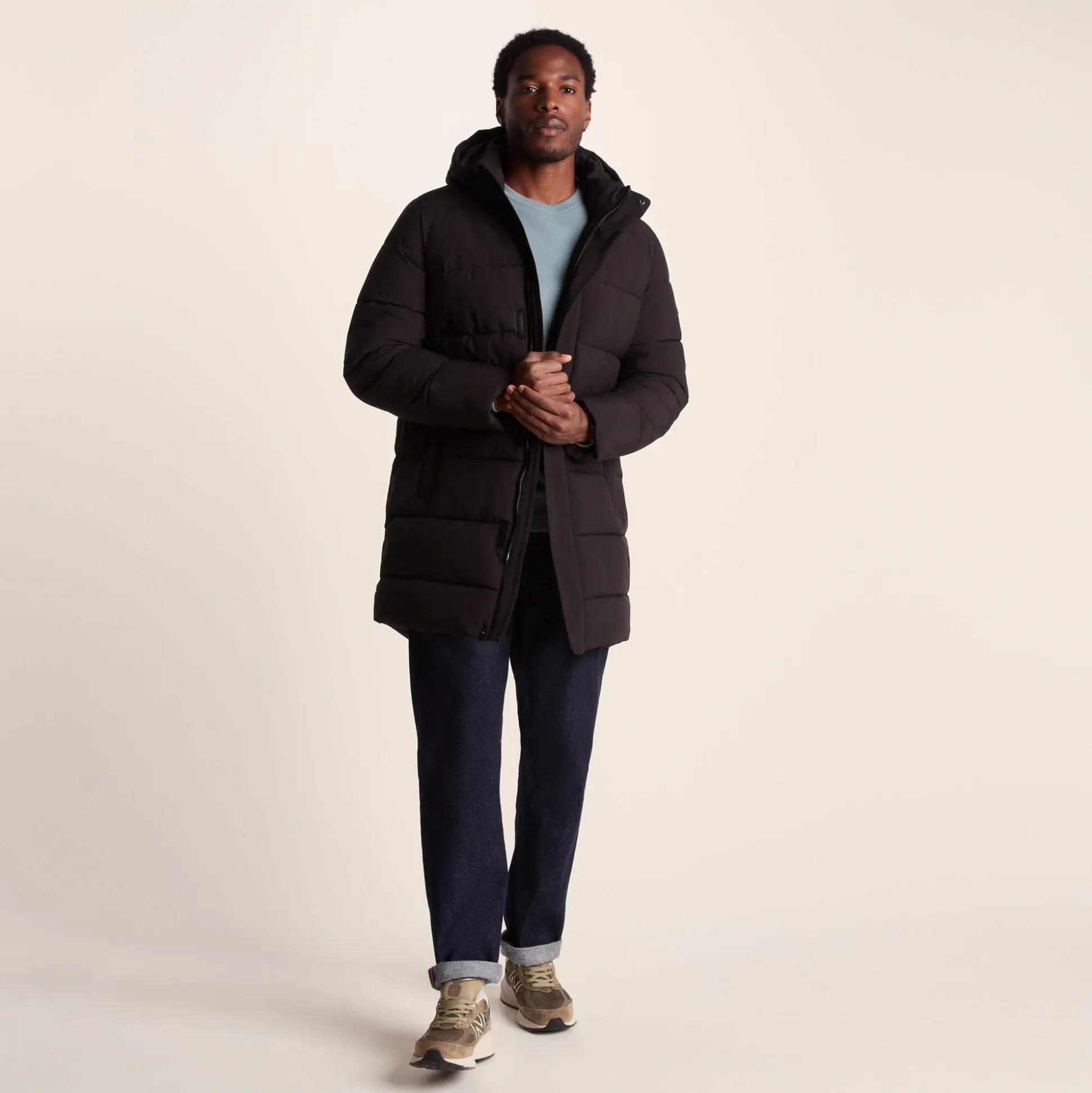 Preece Mens Long Shower Resistant Insulated Jacket - Black