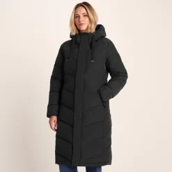 Raleigh Luxe Womens Long Shower Resistant Down Insulated Jacket - Black