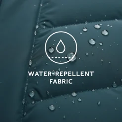 Raleigh Luxe Womens Long Shower Resistant Down Insulated Jacket - Petrol Green