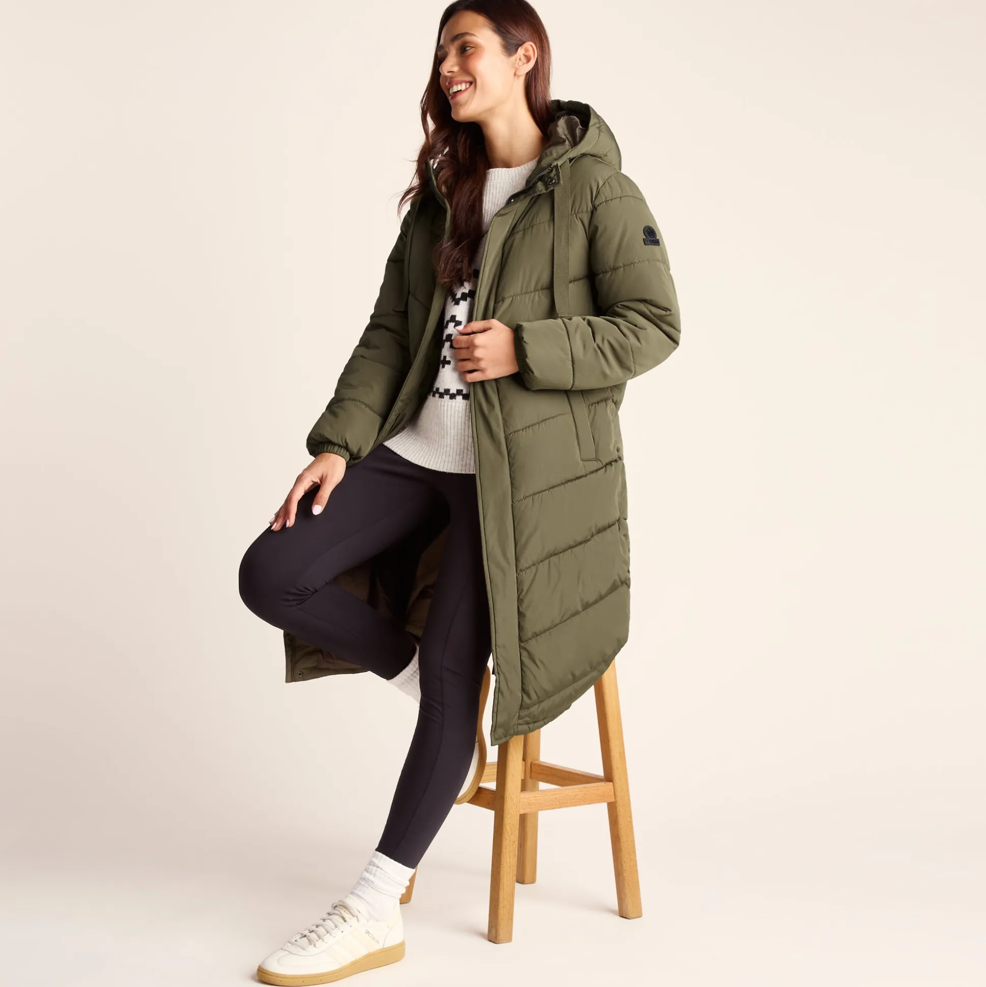 Raleigh Womens Long Insulated Jacket - Khaki