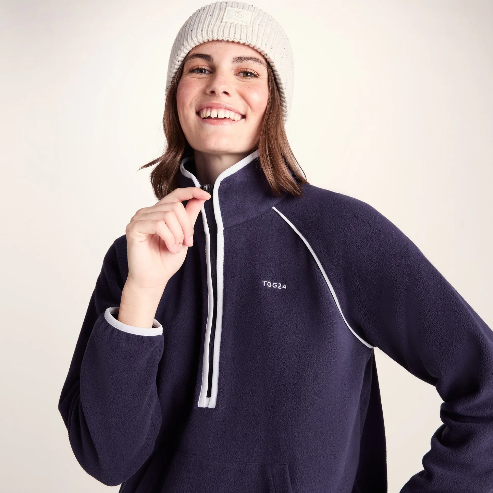 Rawson Womens Relaxed Fit Microfleece Zip Neck - Oxford Blue