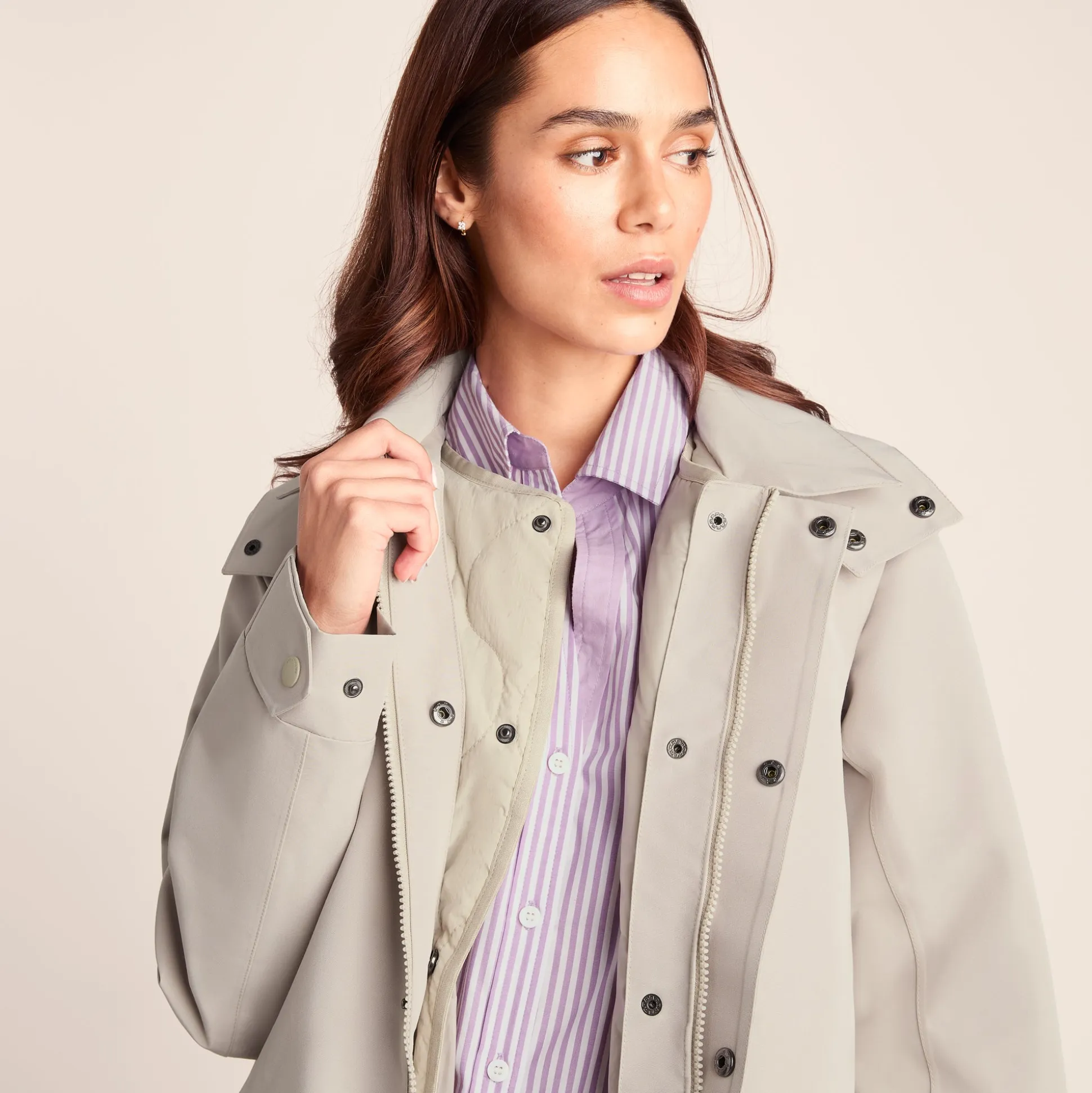 Remi Womens Classic Waterproof Car Coat - Cool Beige