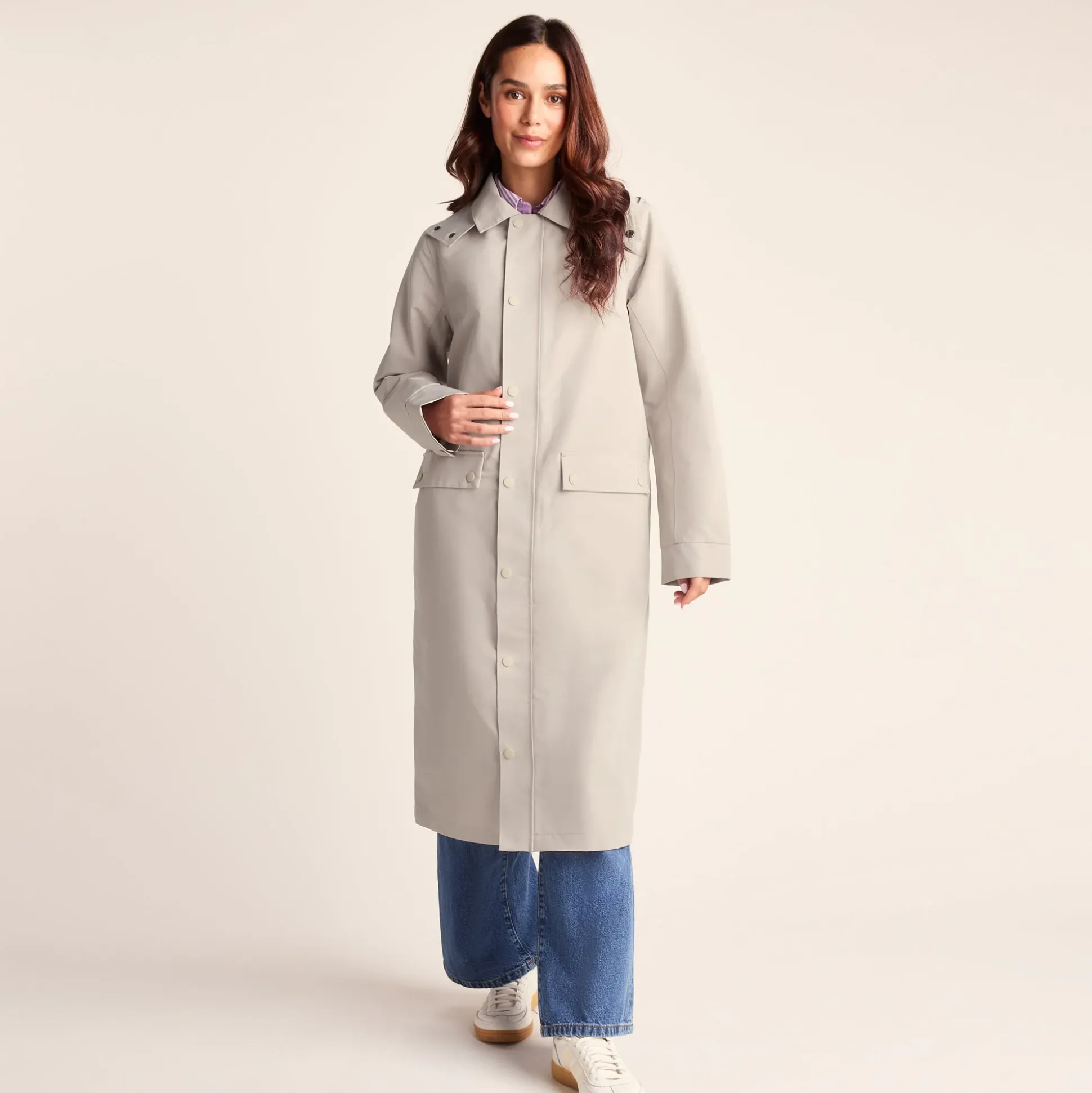 Remi Womens Classic Waterproof Car Coat - Cool Beige
