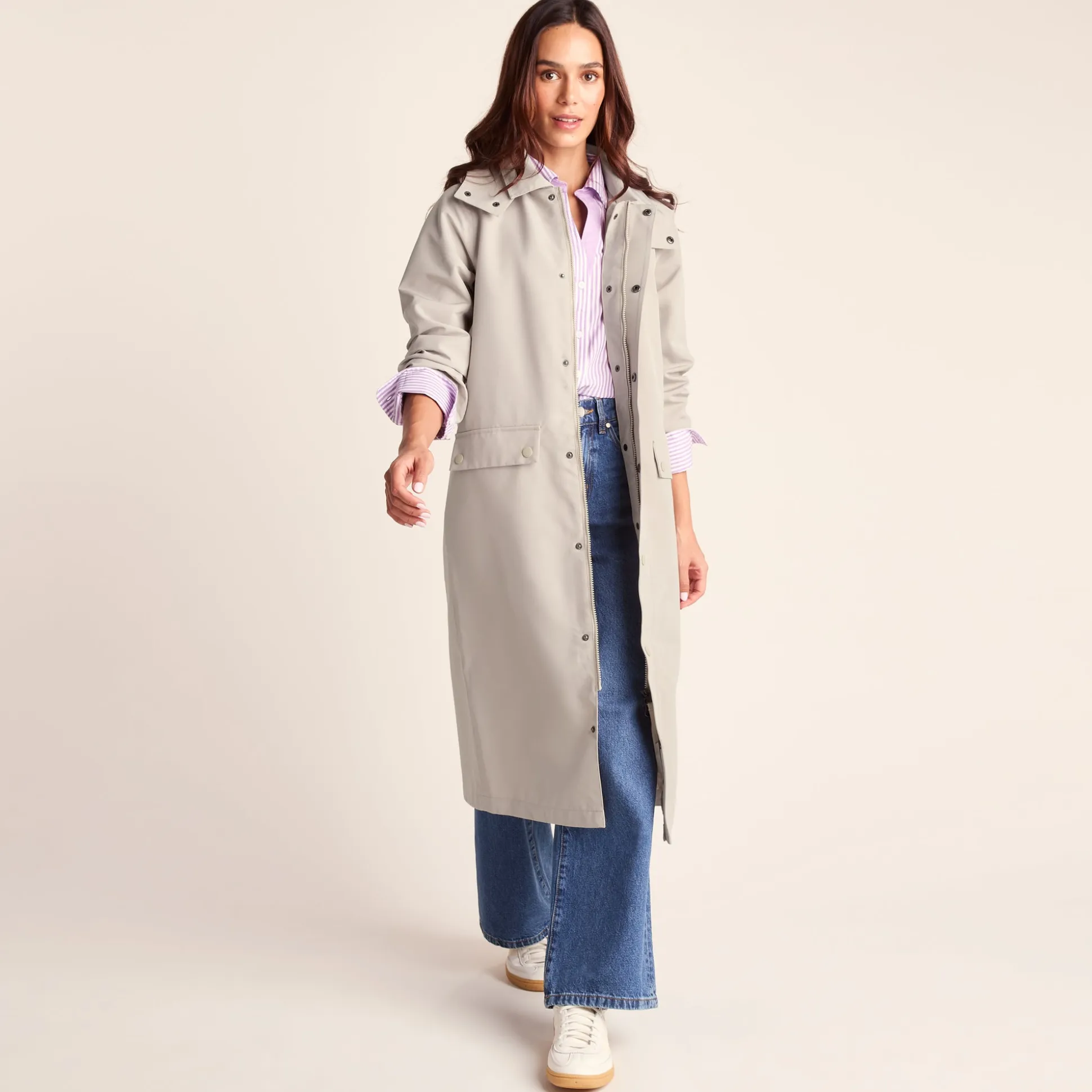 Remi Womens Classic Waterproof Car Coat - Cool Beige