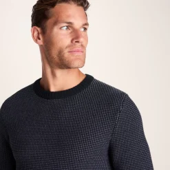Richie Mens Knitted Crew Neck jumper - Dark Indigo