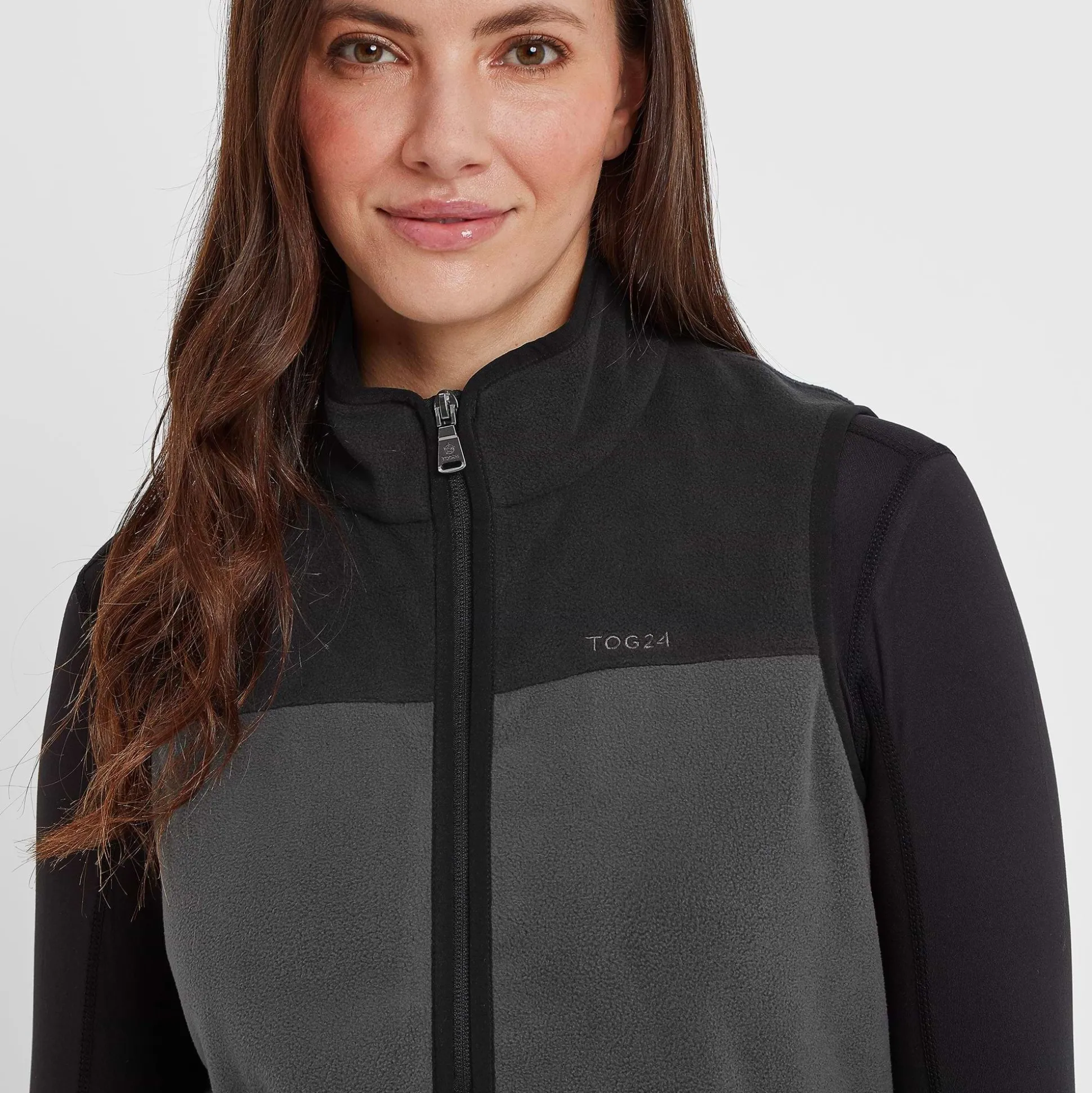 Sarel Womens Colour Block Fleece Gilet - Washed Black/Black