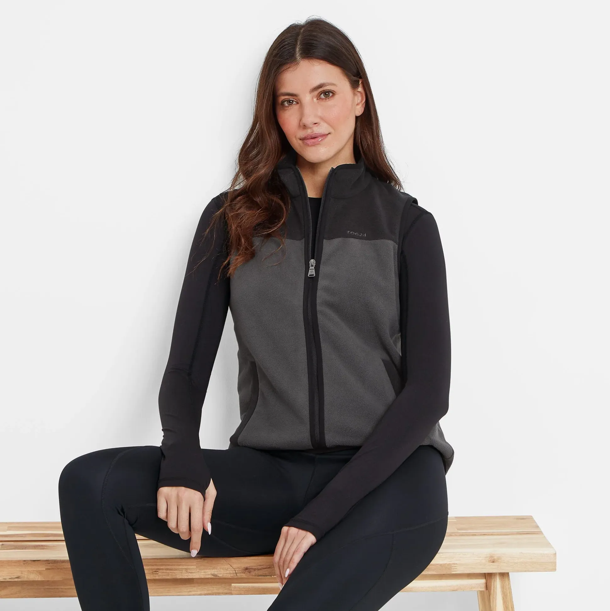 Sarel Womens Colour Block Fleece Gilet - Washed Black/Black