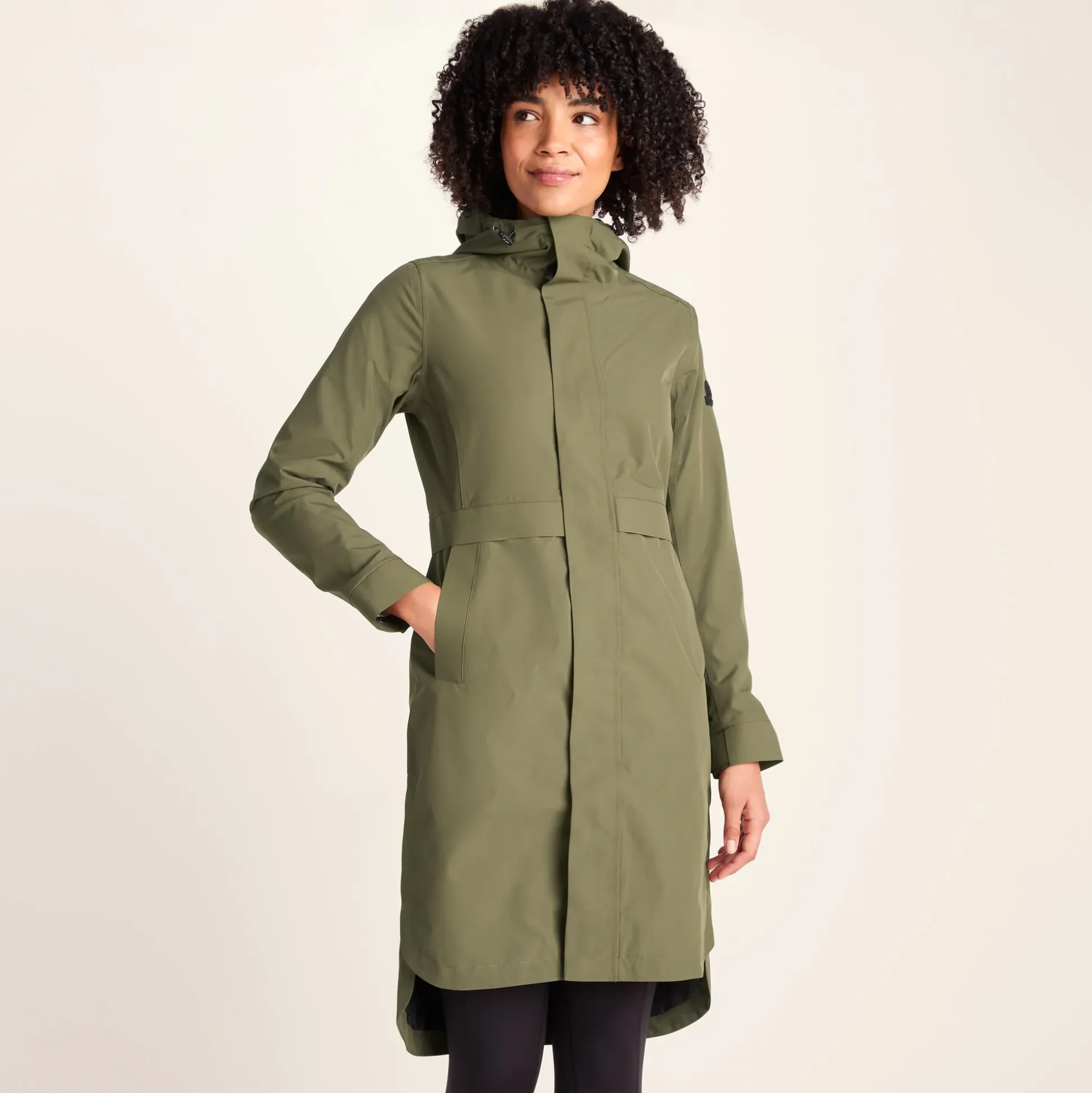 Saunter Womens Long Waterproof Jacket - Khaki
