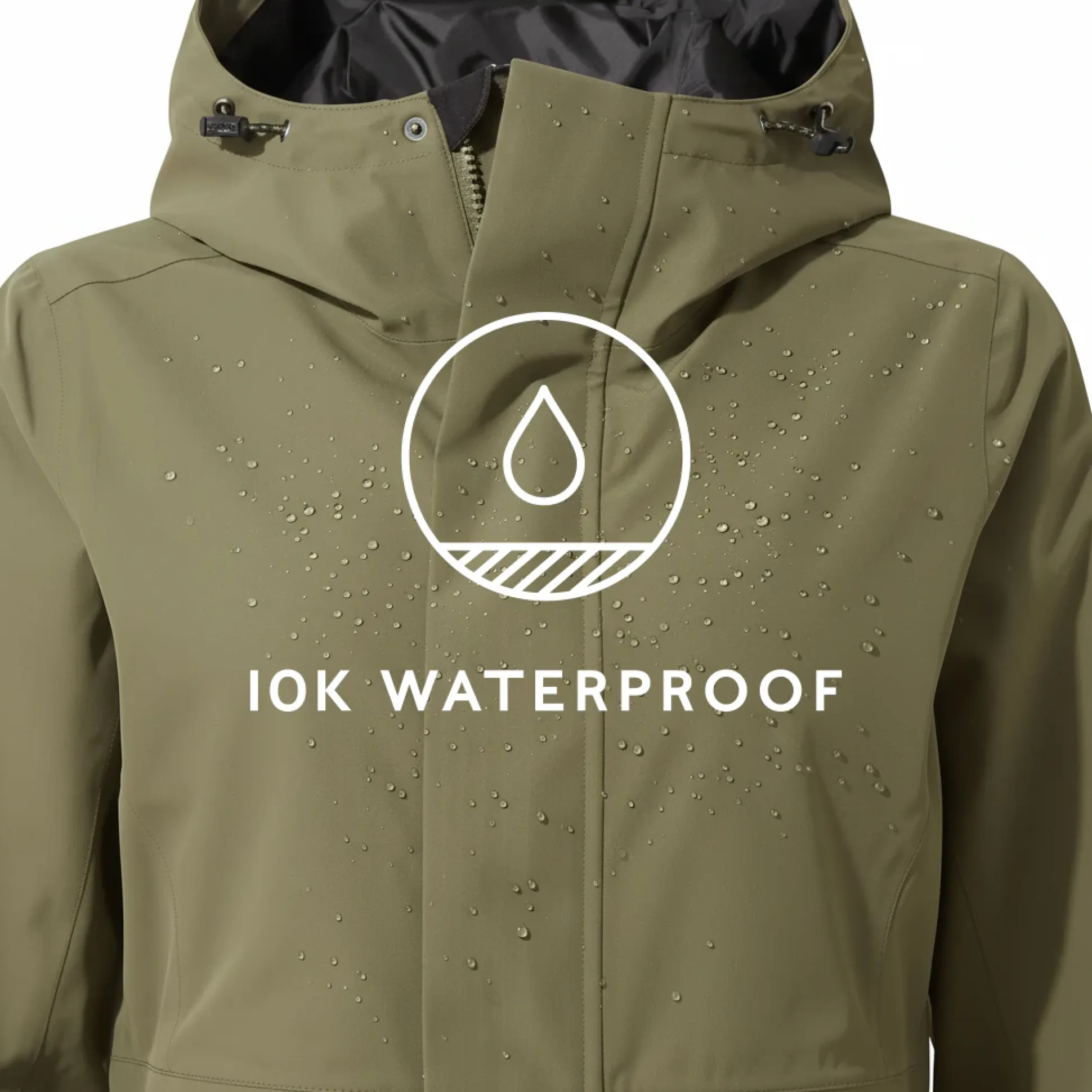 Saunter Womens Long Waterproof Jacket - Khaki