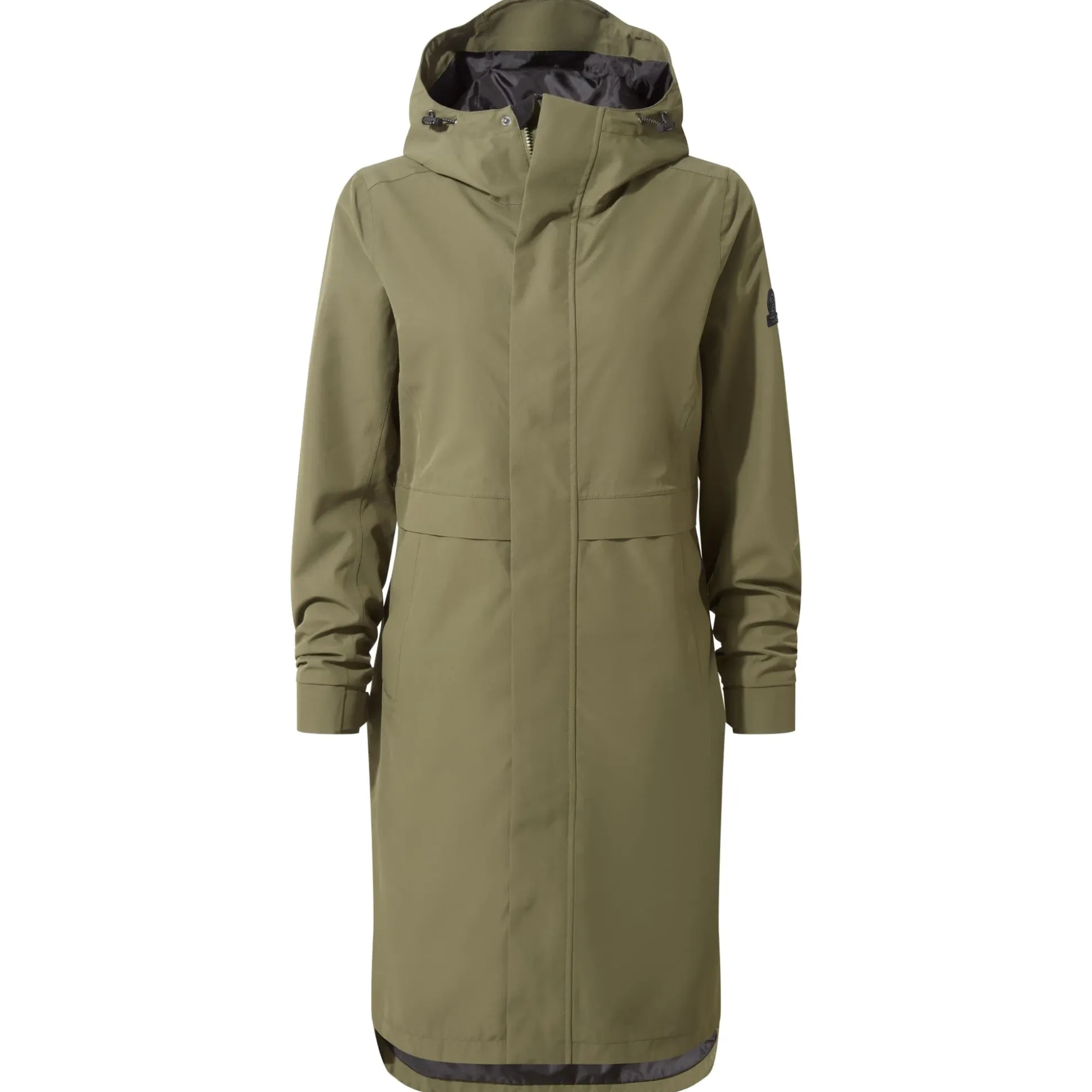 Saunter Womens Long Waterproof Jacket - Khaki