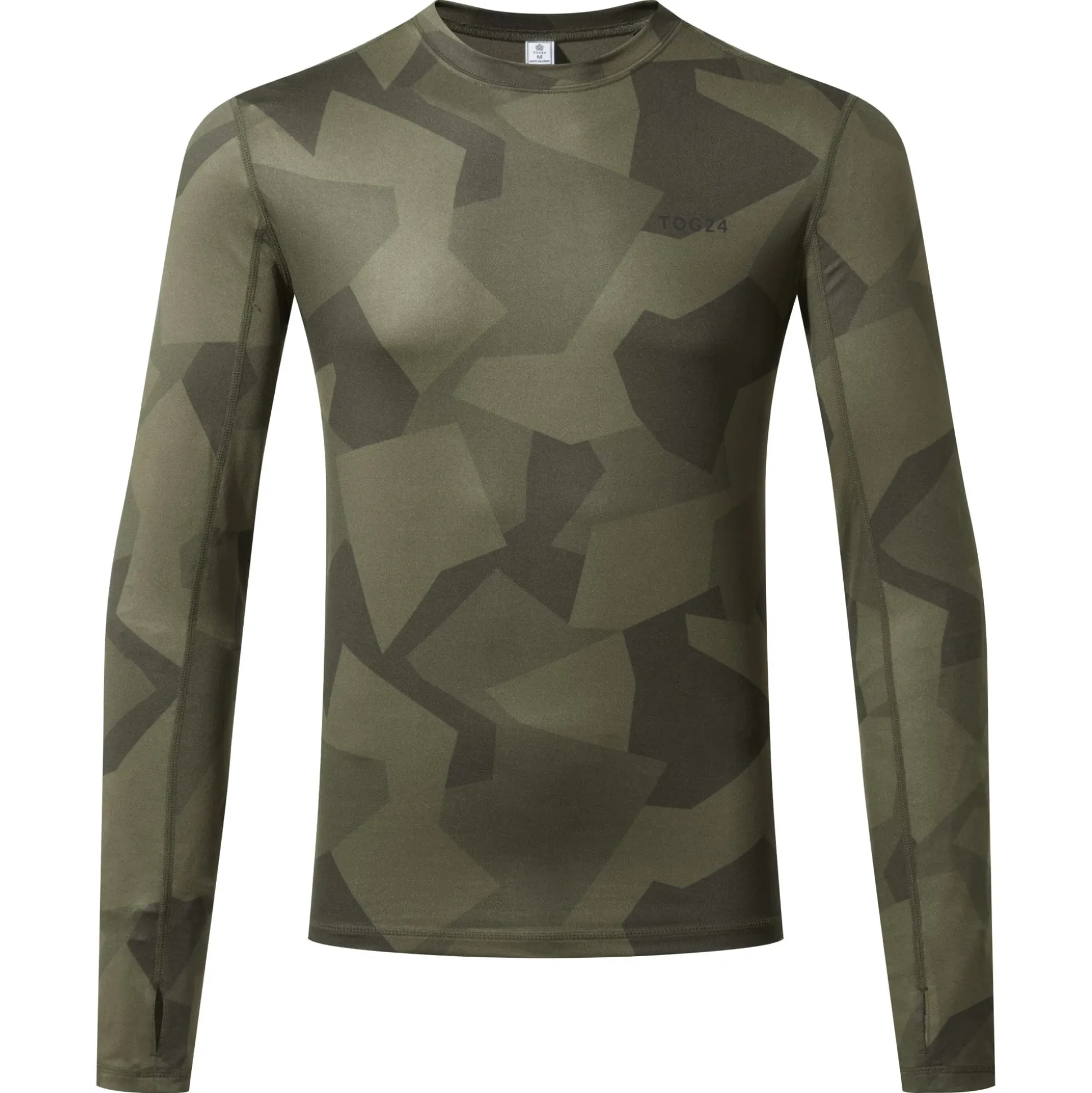 Snowdon Mens Thermal Crew Neck Base Layer - Khaki Camo Print