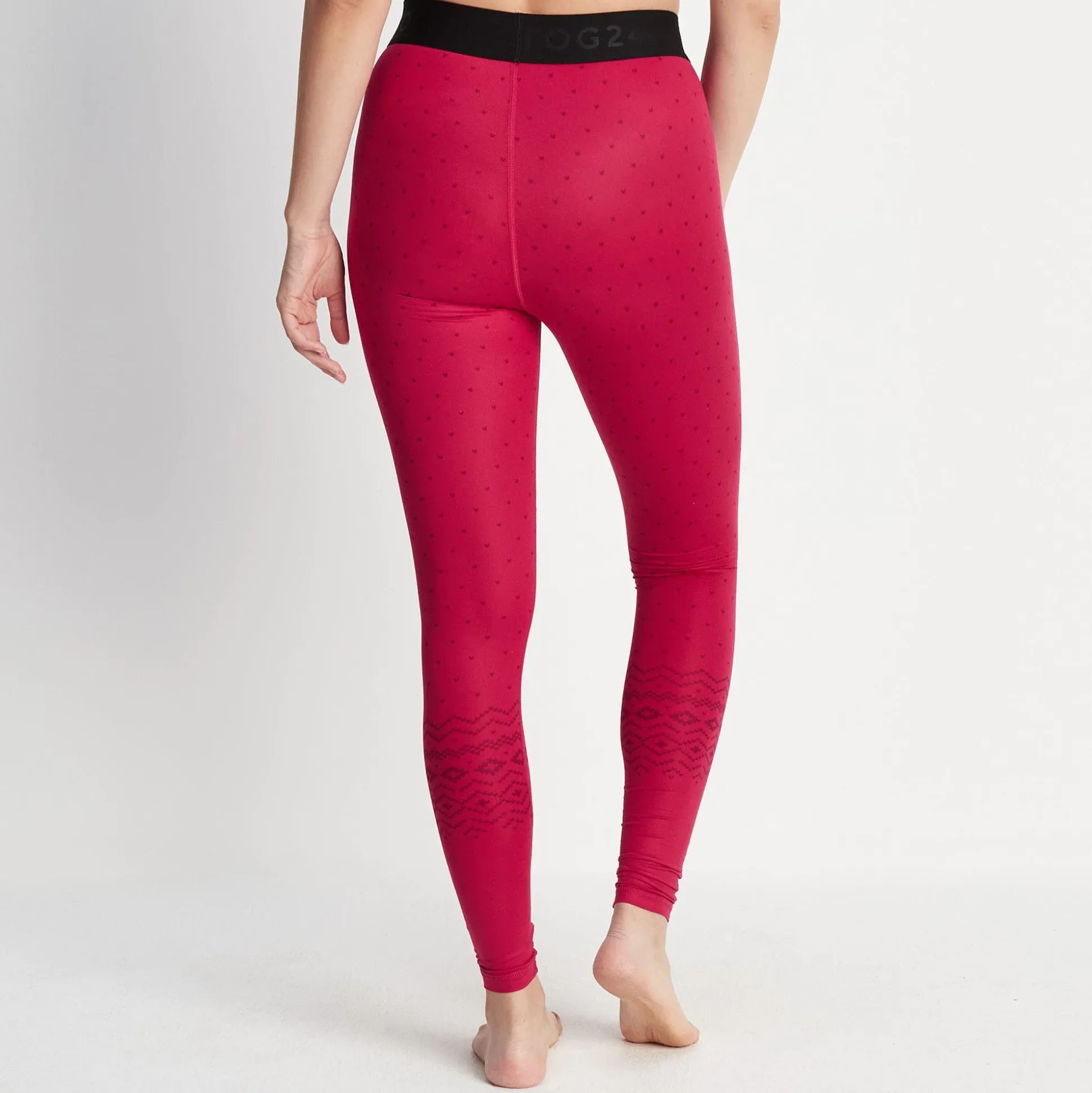 Snowdon Womens Thermal Base Layer Legging - Cerise Fairisle