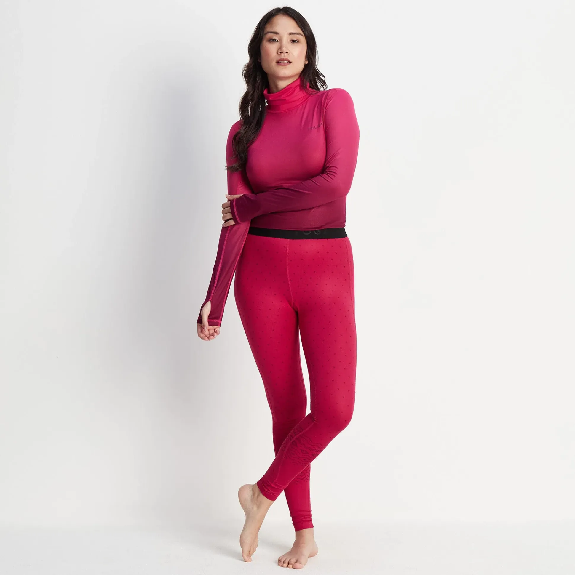 Snowdon Womens Thermal Base Layer Legging - Cerise Fairisle
