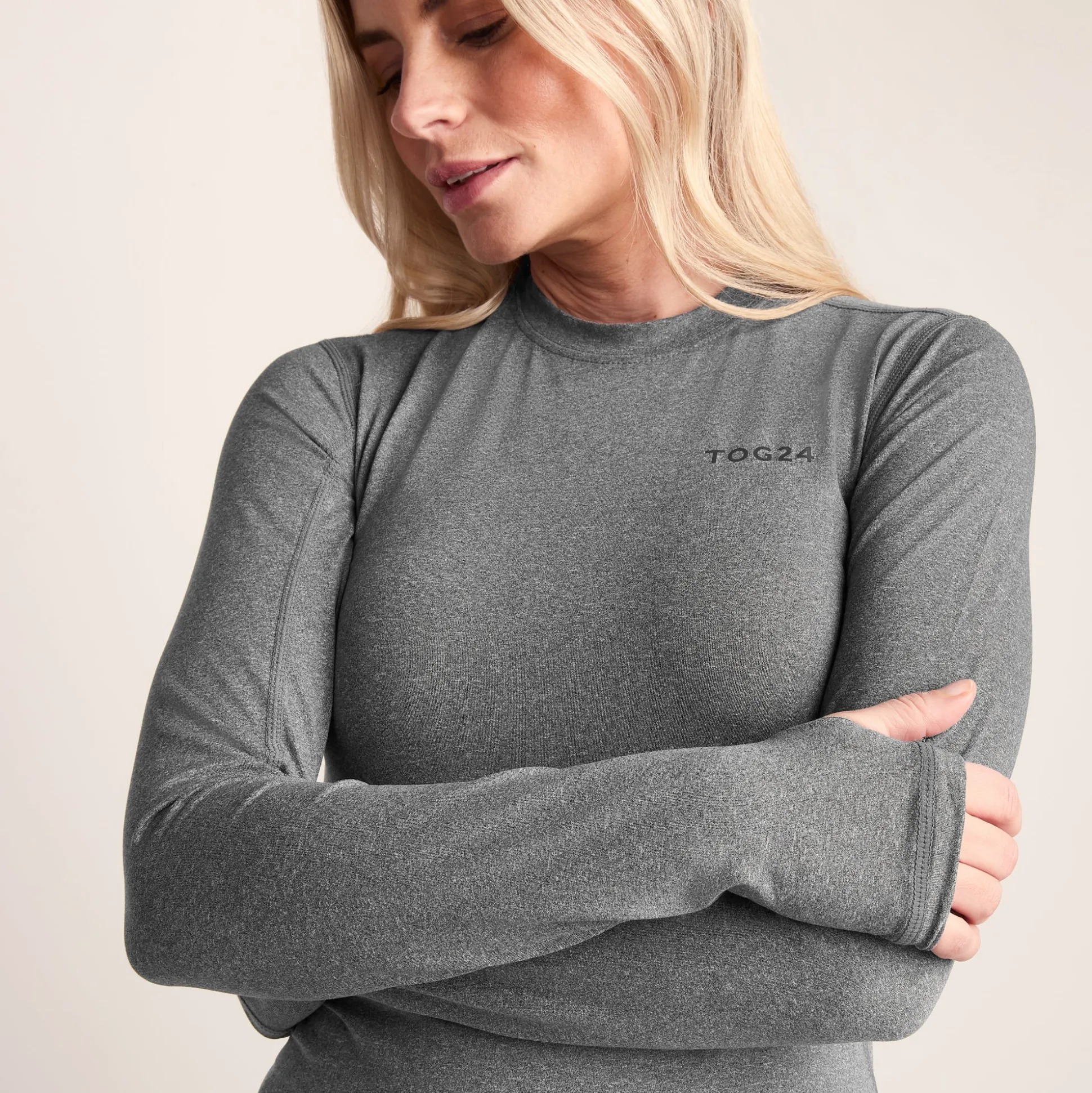 Snowdon Womens Thermal Crew Neck Base Layer - Grey Marl