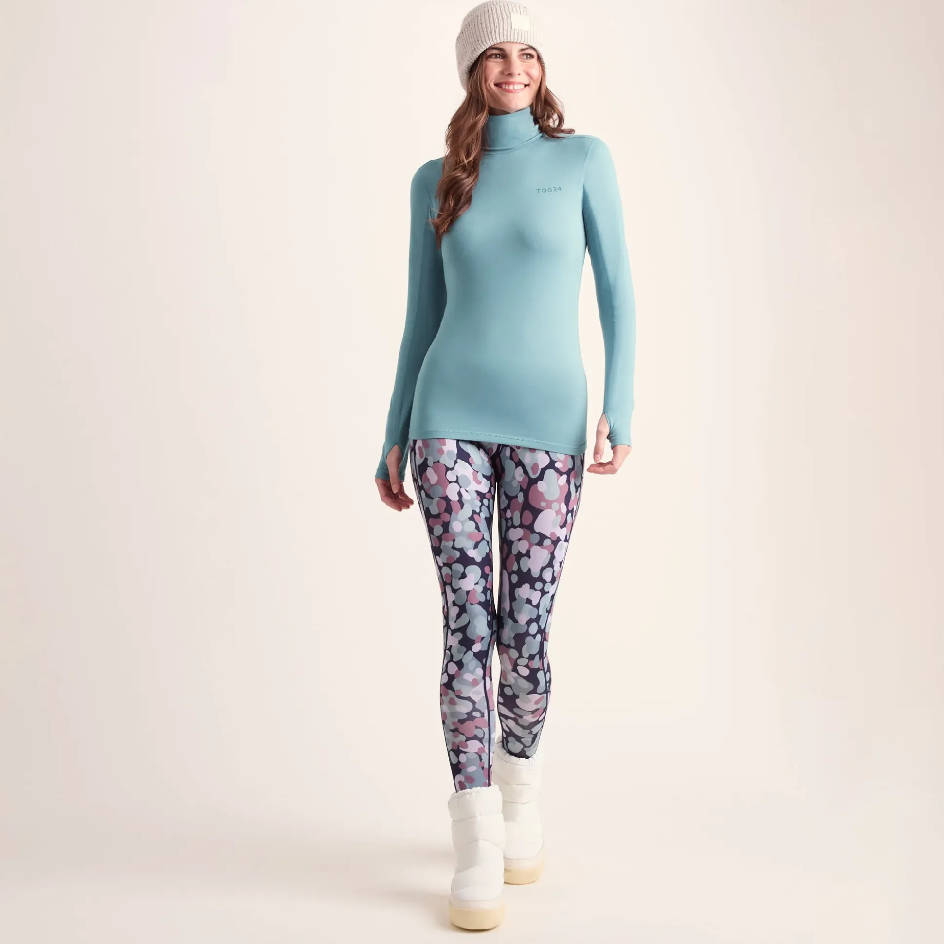 Snowdon Womens Thermal Roll Neck Base Layer - Mist Grey