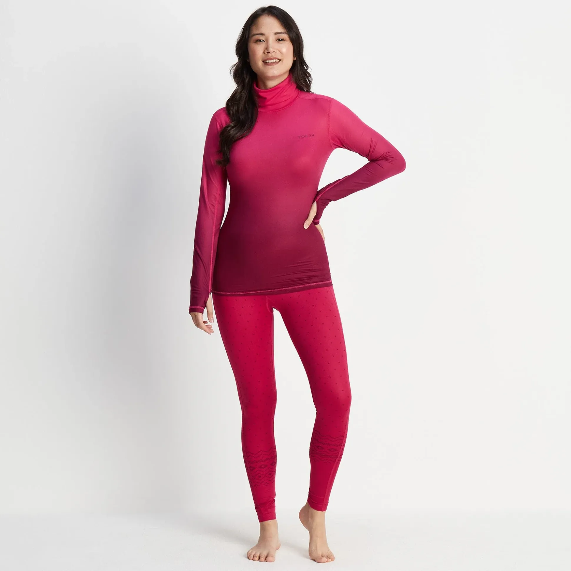 Snowdon Womens Thermal Roll Neck Base Layer - Raspberry Gradient