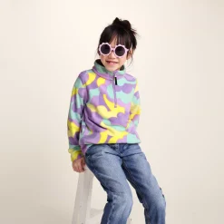 Toffolo Kids Zipneck Fleece - Lilac Cloud Print
