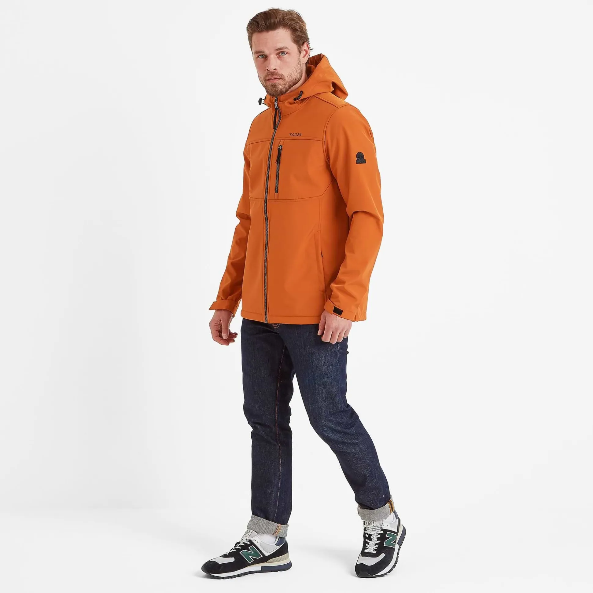 Truro Mens Hooded Softshell Jacket - Dark Orange