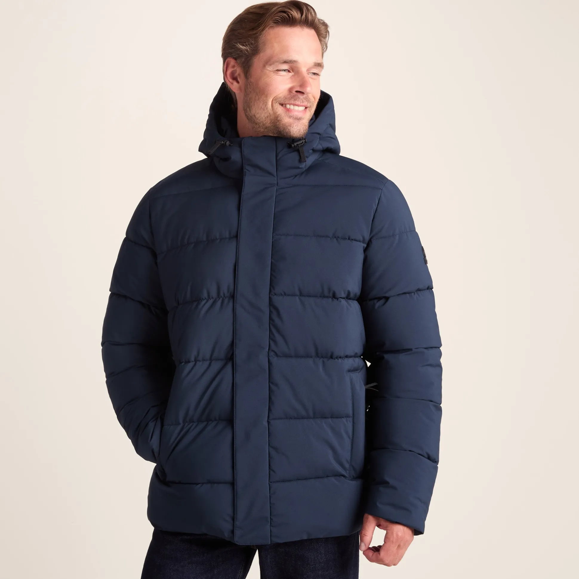 Tunnard Mens Short Shower Resistant Insulated Jacket - Dark Indigo